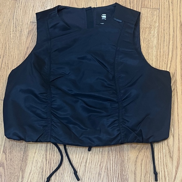 G-Star Black Top MA-1 Cropped Zipper Sleeveless Shirt Whimsygoth Festival Modern - Picture 6 of 12